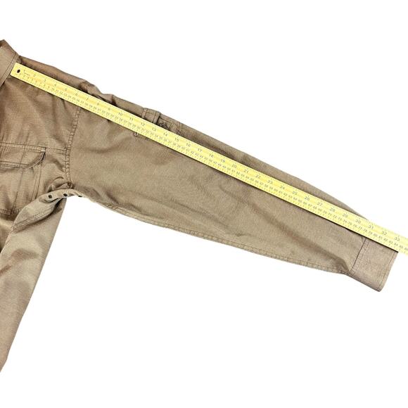 Prana Men Shirt Size XL Brown Micro Check Roll Tab Flap Pockets Button Up - Picture 9 of 10